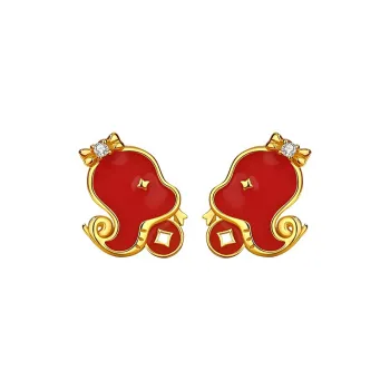 ZUOHUO S925 Silver Stud Earrings Women's Champagne Gold