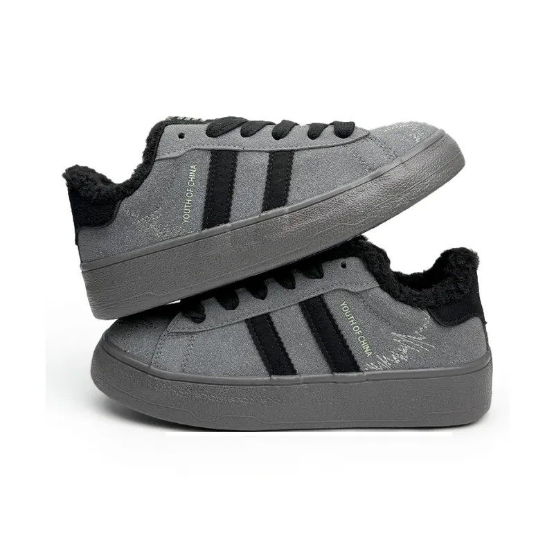 Mengsai Thermal Slip Resistant Low Top Skateboard Shoes Women's Black Warrior-4