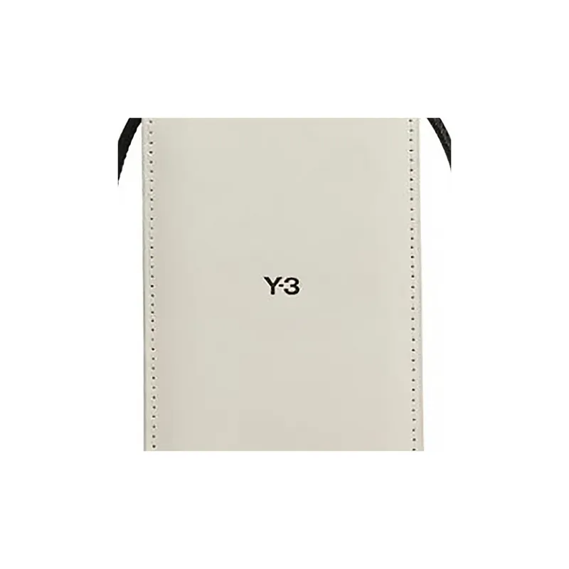 Y 3 Leather One Shoulder Crossbody Cell Phone Pouch Unisex Talc-4