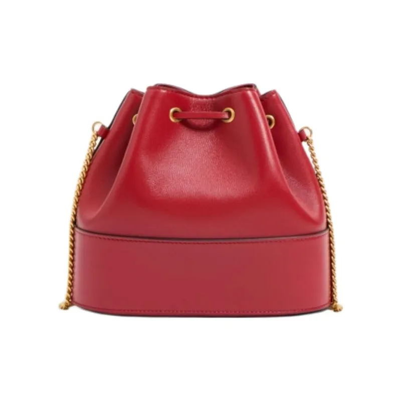 Valentino VLogo Signature Sheepskin Bucket Bag, Shoulder Bag Mini Women's Red-3