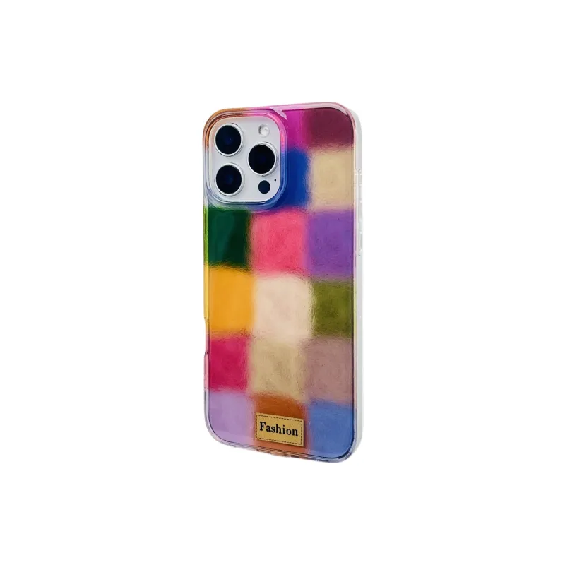 Wei Xin Acrylic Material Multicolor Plaid Colorblock Phone Cases Compatible With IPhone 16/15/14/13/Pro/Mac-4