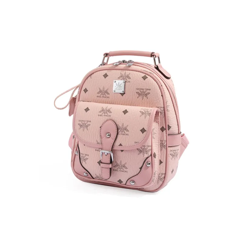 MISS GAIL Synthetic Leather Backpack Women's Pink/Beige Yellow/Black White-3