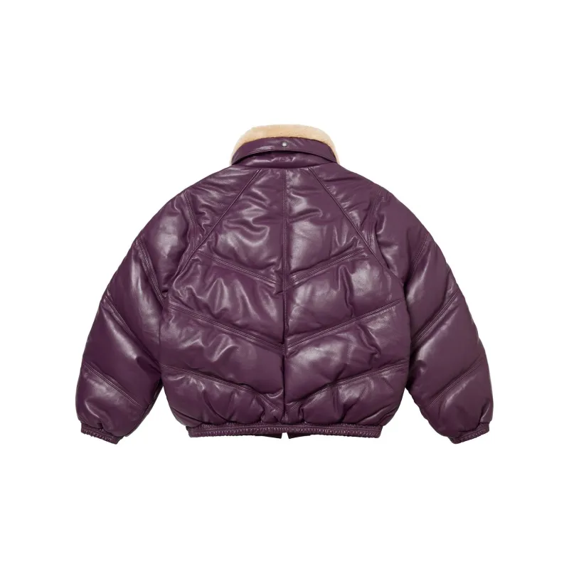 Supreme Schott Chevron Leather Down Puffer Jacket-9
