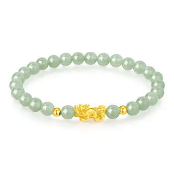Lao Feng Xiang Hetian Jade Bracelets Pale Greenish White Jade Women's
