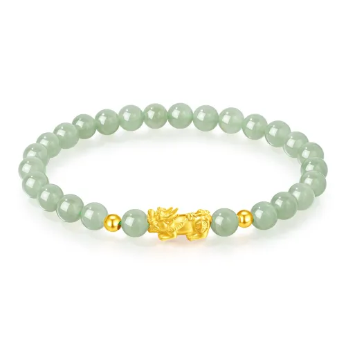 Lao Feng Xiang Hetian Jade Bracelets Pale Greenish White Jade Women's