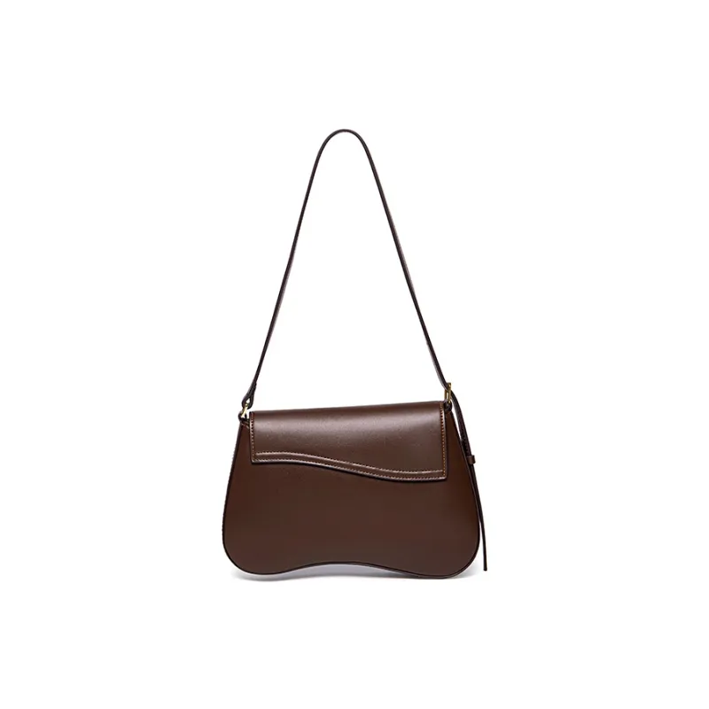 Vigno Synthetic Leather One Shoulder Baguette Bag Regular Women's Black/Dark Brown/Khaki-5