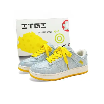 ITGI Anti Slip Wear Resistant Low Top Skateboard Shoes Unisex Blue Yellow