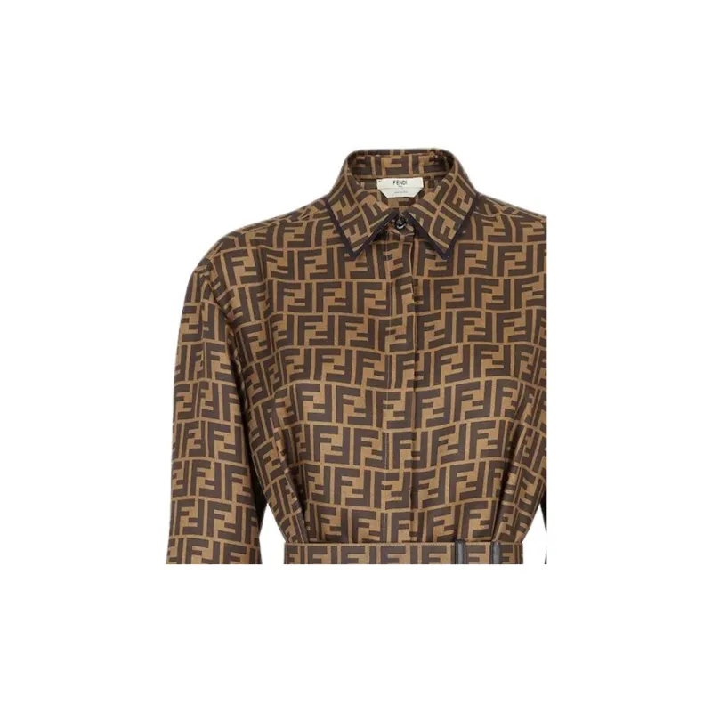 FENDI Long Sleeved Dresses Women's Brown-3