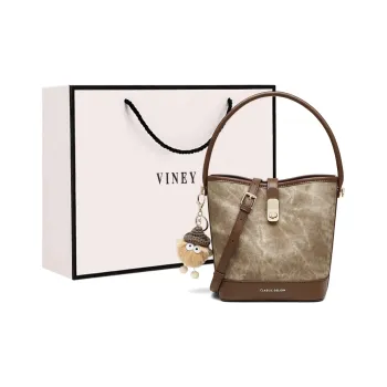 VINEY Synthetic Leather Handbag Shoulder Bag Crossbody Bag Bucket Bag Regular Women's Coffee