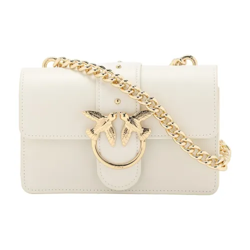 PINKO Cow Leather Bird Bag Crossbody Shoulder Bag Mini Women's White