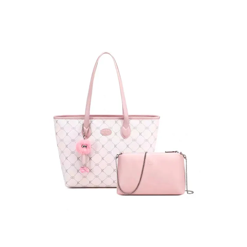 Vigno Synthetic Leather One Shoulder Bag Tote Shopping Bag Regular Women's Pink/Blue-1