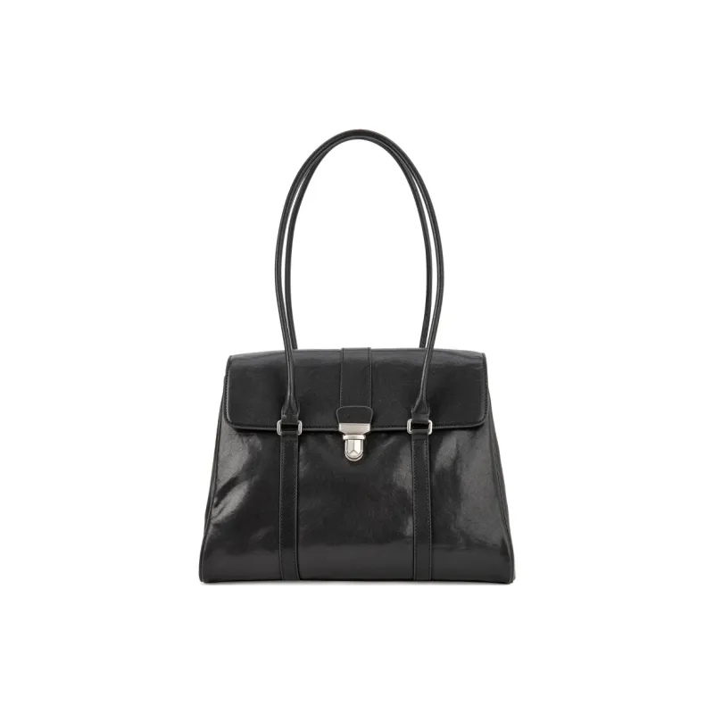 VENOF Cow Leather Shoulder Bag Women's Vegetable Tanned Brown/Vegetable Tanned Black-7