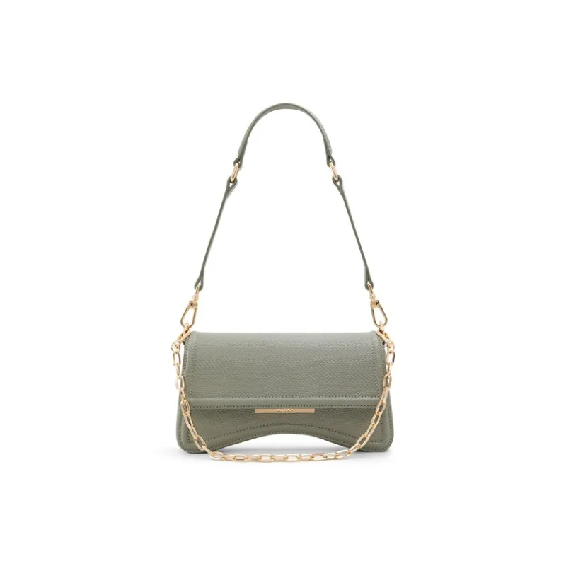 ALDO Artificial Leather Saddle Bag, Shoulder Bag Medium Size Women's Black/Dark Beige/Khaki-3