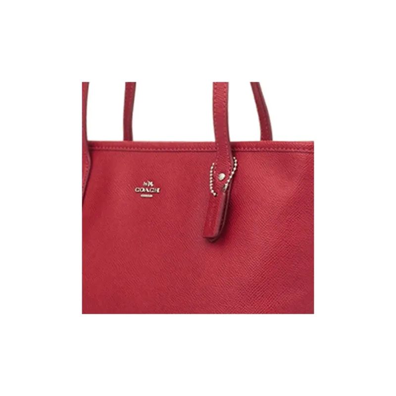 COACH City Zip Tote Leather Tote Bag, Shopping Bag, Shoulder Bag Medium Size Women's Red-3
