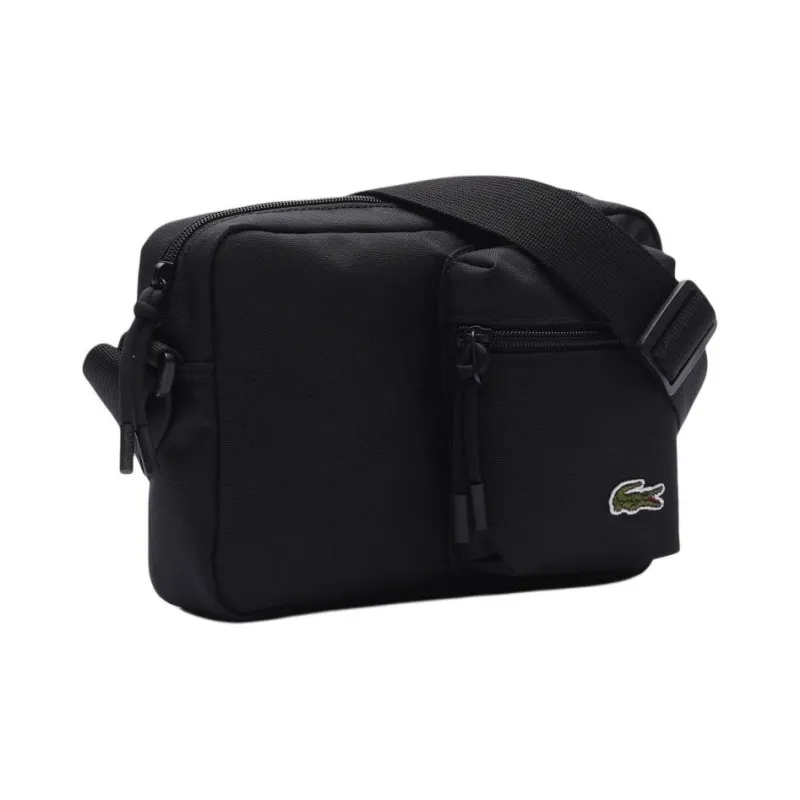 LACOSTE Fabric Shoulder Bag, Crossbody Bag Regular Unisex Black-2