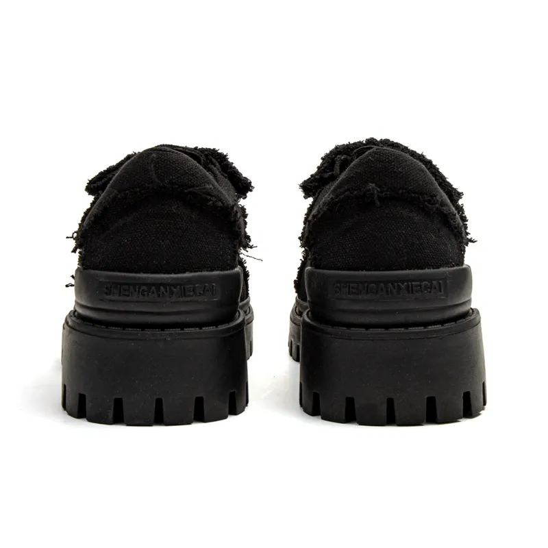 1997K Anti Slip And Wear Resistant Height Increasing Low Top Casual Shoes Unisex Black-3