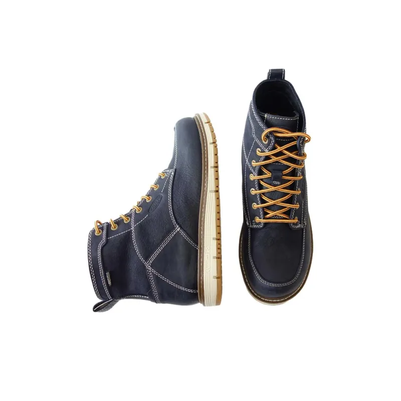KEEN San Jose Wear-Resistant Slip-Resistant High-Top Hiking Shoes Men's Dark Blue-3