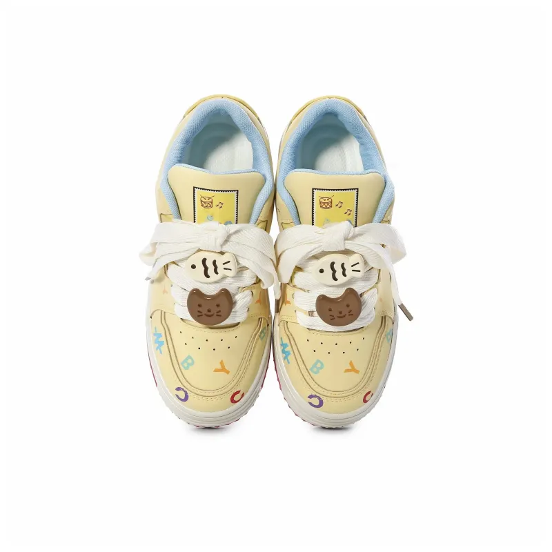 ABCIO Slip Resistant Waterproof Height Increasing Low Top Skateboard Shoes Women's Yellow-13