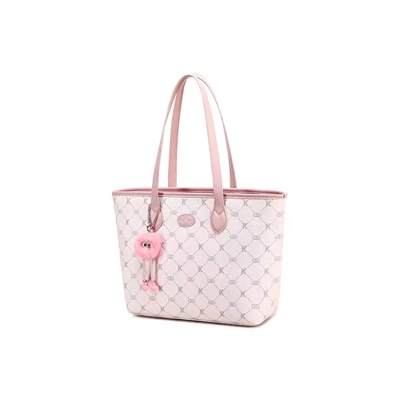 Vigno Synthetic Leather One Shoulder Bag Tote Shopping Bag Regular Women's Pink/Blue-3
