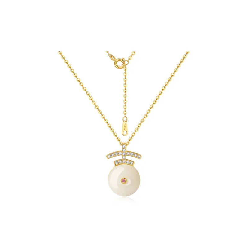 Andaozi Natural Hetian Jade Necklace Pale Greenish White Jade Unisex-0