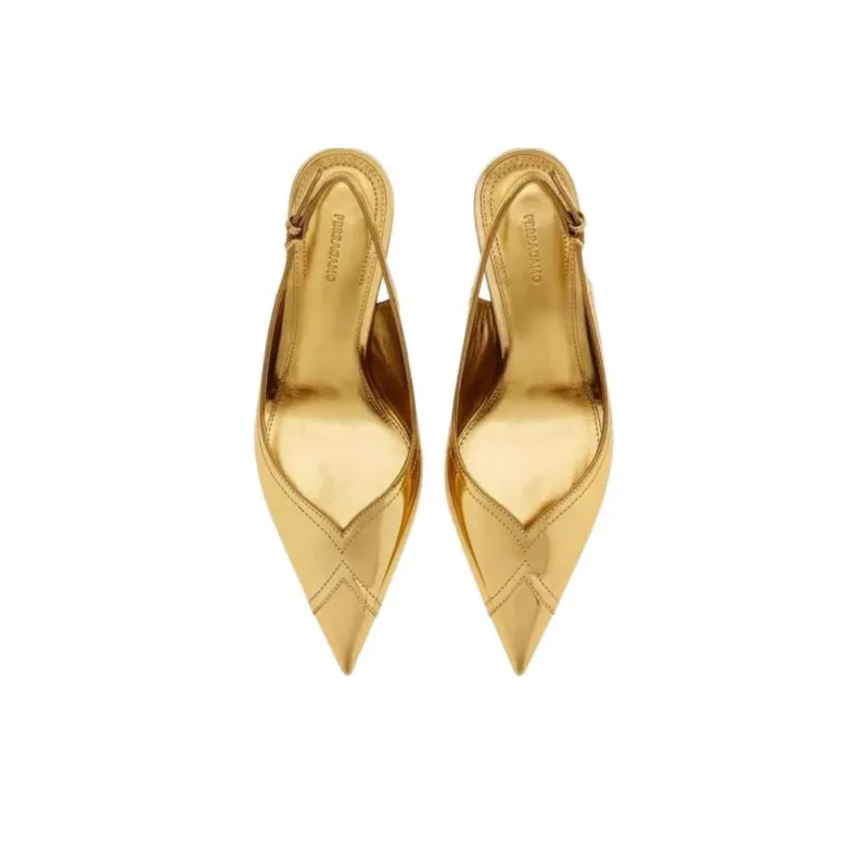 FERRAGAMO Slim Heel High Heels 7cm Women's Gold-3