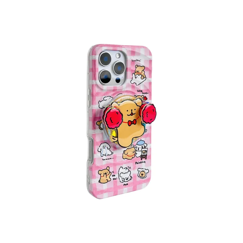 Wei Xin Acrylic Material Couple Dog Magnetic Stand Phone Cases Compatible With IPhone 16/15 Pro Max/Apple 13/14 Pro/Max-9
