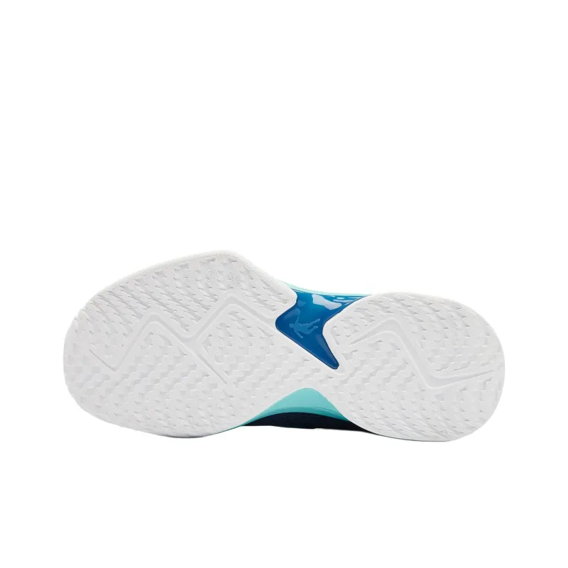 QIAODAN Anti Slip Wear Resistant Mid Top Children's Basketball Shoes Island Blue/Serene Blue Teenagers-4