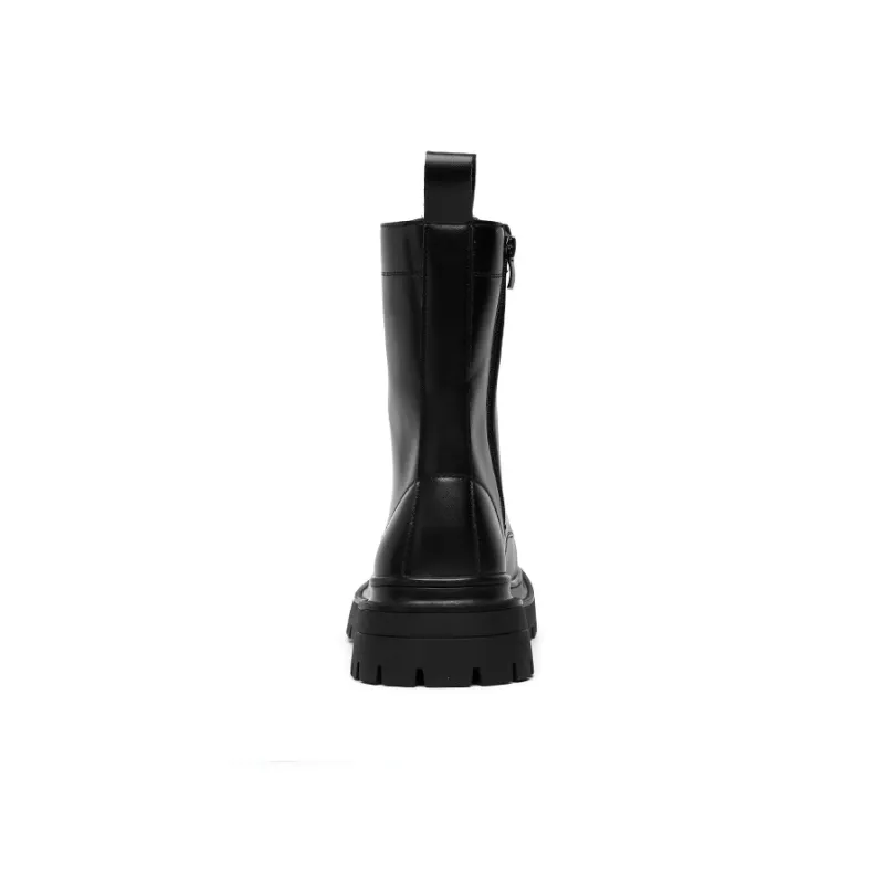 JIETEGONGYANG Short Mid Calf Martin Boot Men's Black-4