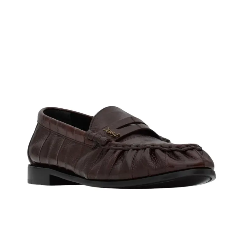 SAINT LAURENT Penny Loafers Men's Red Brown-2