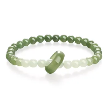 JINLIUFUJIXIANG Hetian Jade Bracelets White Jade/Pale Greenish White Jade Unisex
