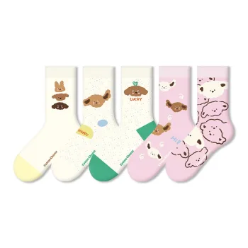COTTON CHEESE Mid Calf Socks Women's 5 Pack Fresh Look Setting