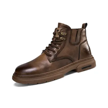 Bull Charm Short Martin Boot Men's Red Brown