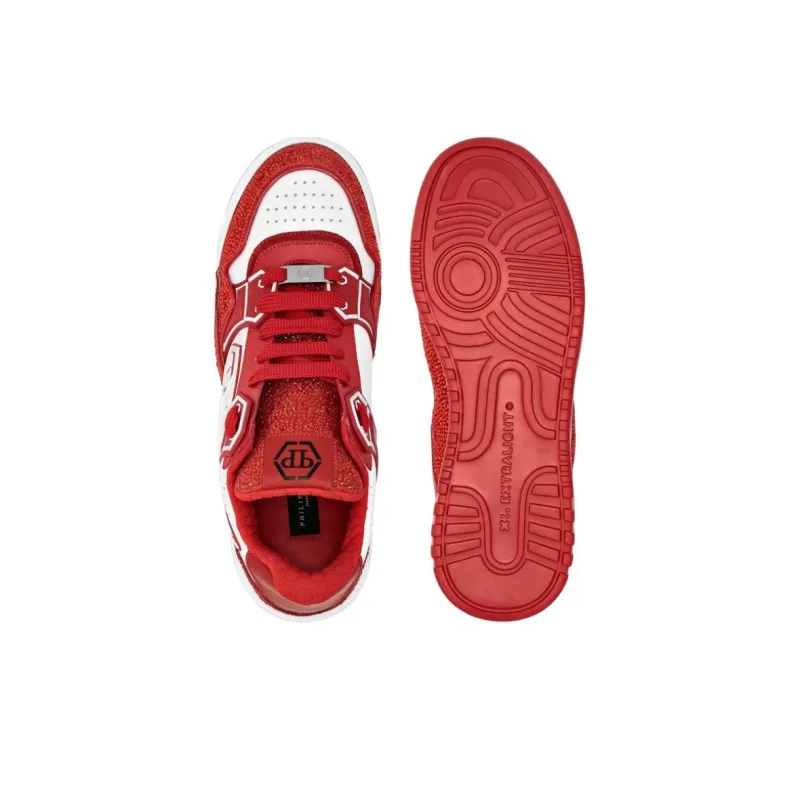 PHILIPP PLEIN Hexagon Low-Top Skateboard Shoes Men's Red-8