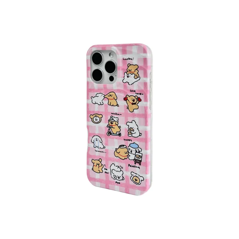 Wei Xin Acrylic Material Couple Dog Magnetic Stand Phone Cases Compatible With IPhone 16/15 Pro Max/Apple 13/14 Pro/Max-14