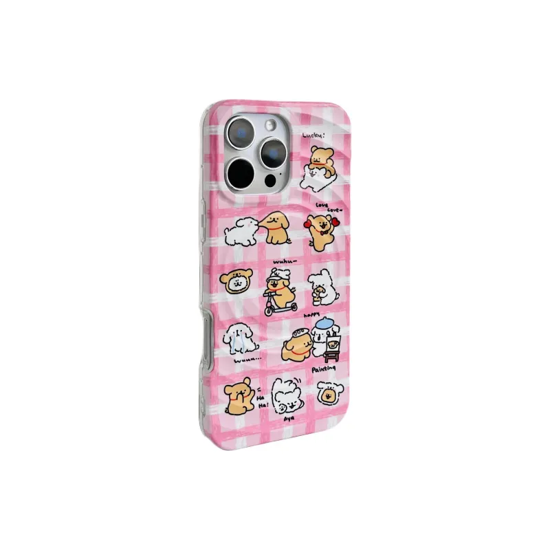 Wei Xin Acrylic Material Couple Dog Magnetic Stand Phone Cases Compatible With IPhone 16/15 Pro Max/Apple 13/14 Pro/Max-13