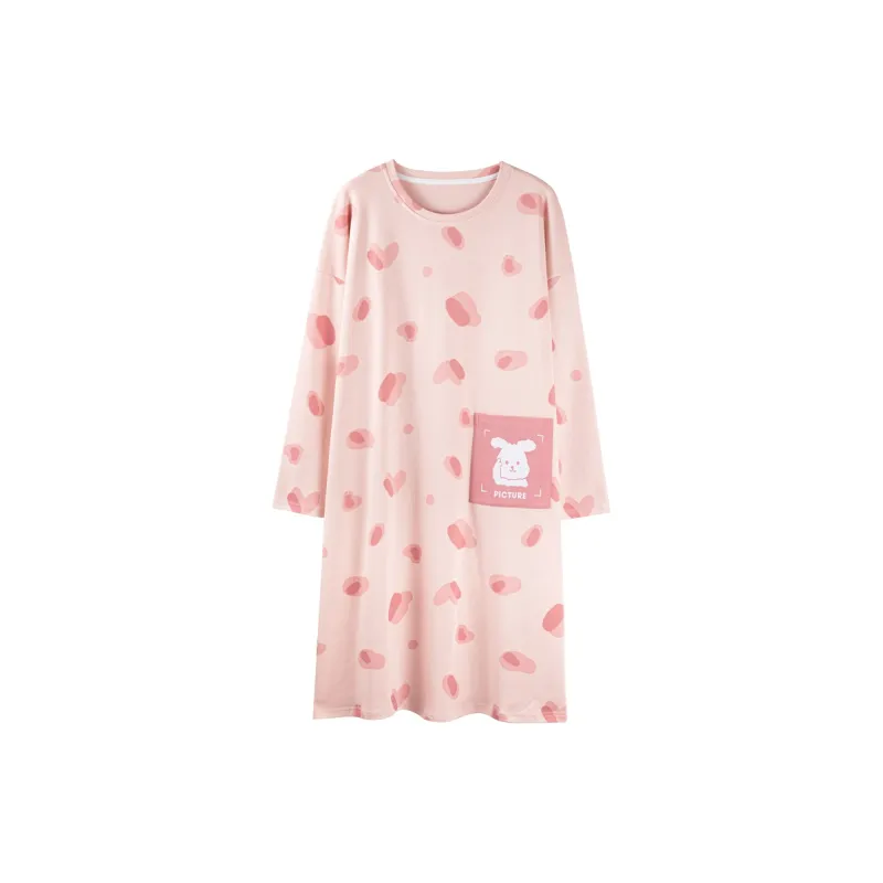 XIAFENYAN Nightgown Women's Pink-0