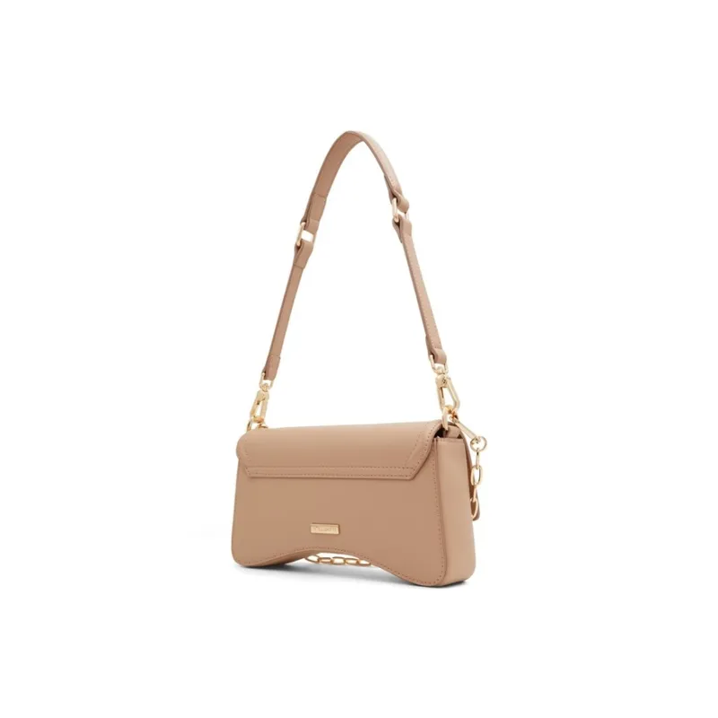 ALDO Artificial Leather Saddle Bag, Shoulder Bag Medium Size Women's Black/Dark Beige/Khaki-7