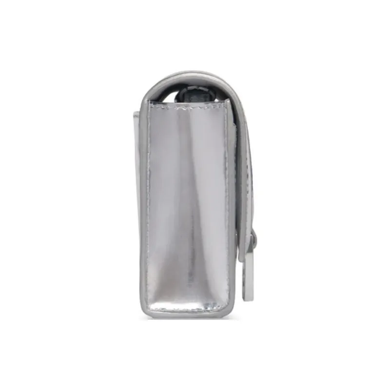 Balenciaga Calfskin Wallet Shoulder Bag Women's Silver-3