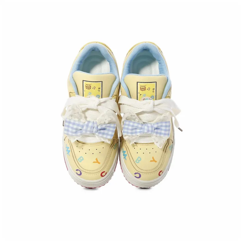 ABCIO Slip Resistant Waterproof Height Increasing Low Top Skateboard Shoes Women's Yellow-8