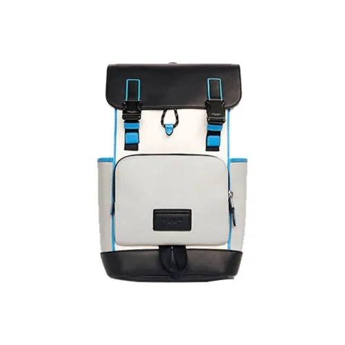 COACH Track Cow Leather Backpack Large Size Men's White Black