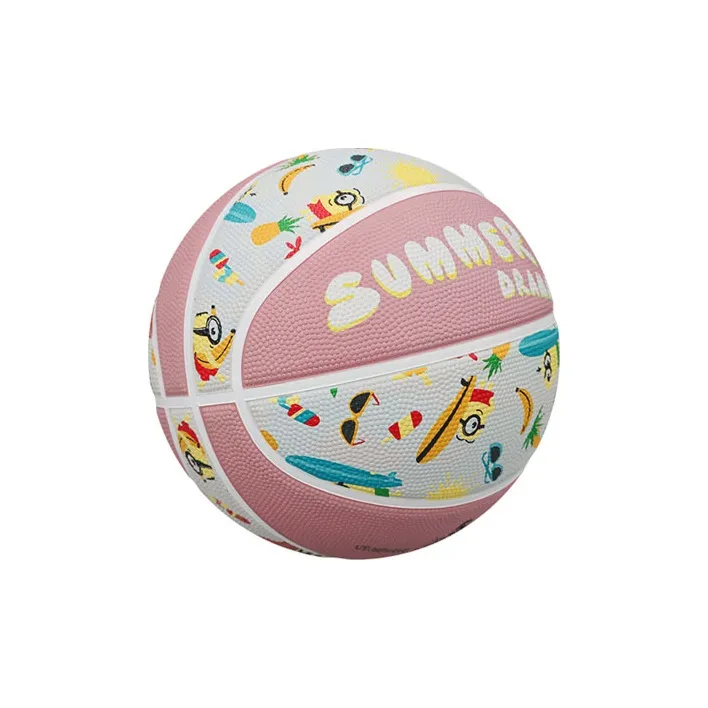 SIPAKESPORT x MINIONS Rubber Basketball Pink/White Print Size 4 Size 5 Ball Training Unisex-2