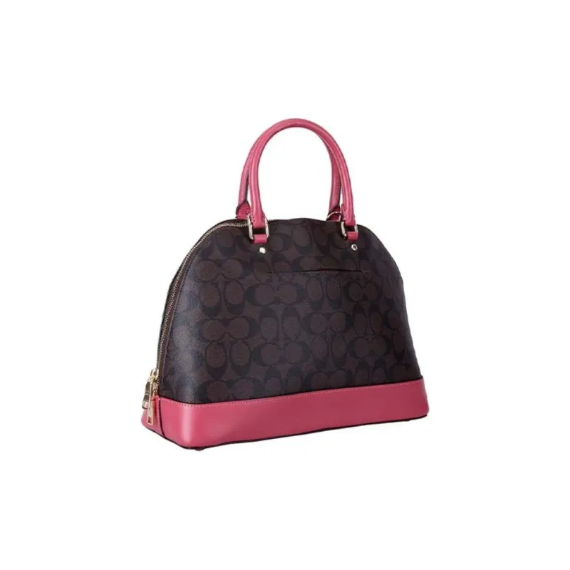 COACH Sierra PVC Dome Bag Shoulder Bag Crossbody Bag Handbag Women's Dark Coffee/Peach Red-1