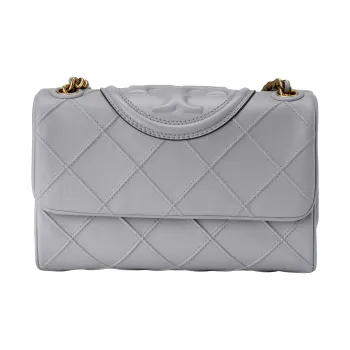 TORY BURCH Fleming Sheepskin Shoulder Bag, Crossbody Bag Small Size Women's Bay Gray