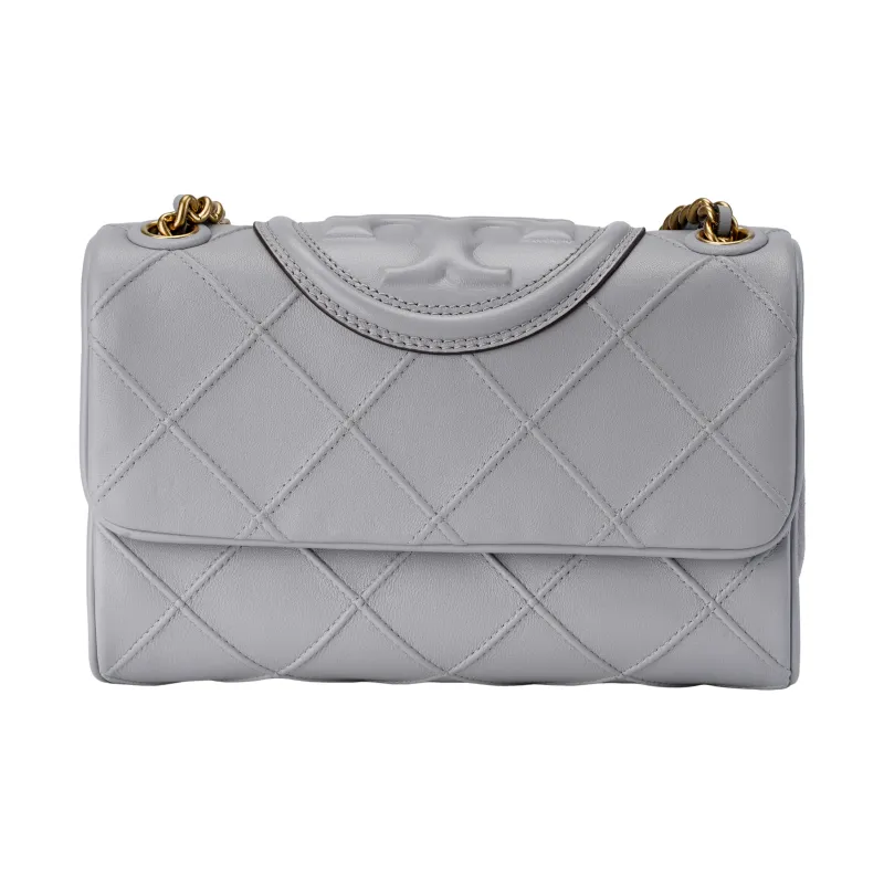 TORY BURCH Fleming Sheepskin Shoulder Bag, Crossbody Bag Trumpets Women's Bay Gray-0