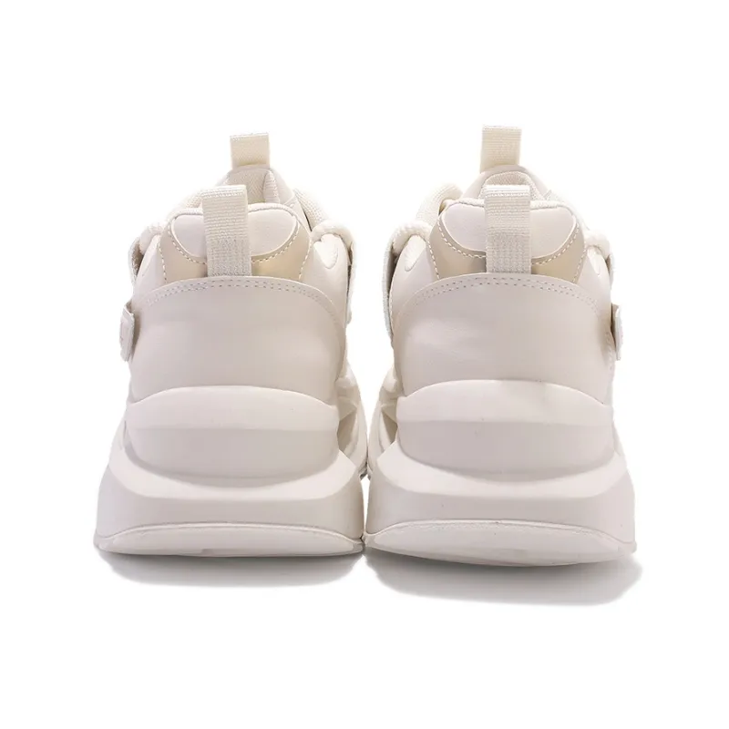 SNXR Anti Slip And Wear Resistant Height Increasing Low Top Chunky Sneakers Women's Beige Gold-4