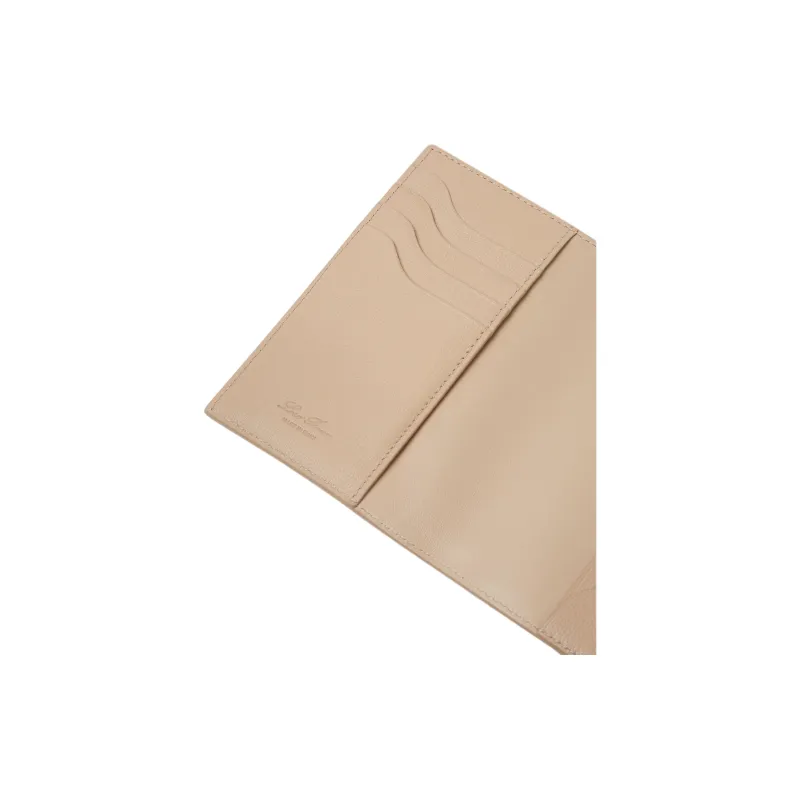Loro Piana Calfskin Passport Holder Women's Beige Yellow-3