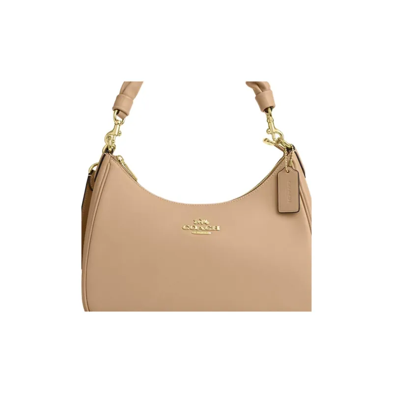 COACH Teri Cow Leather One Shoulder Handbag Tubas Women's Brown Yellow-3