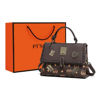 PT'SON PVC Small Square Bag, Handbag, Shoulder Bag, Crossbody Bag Regular Women's White/Coffee