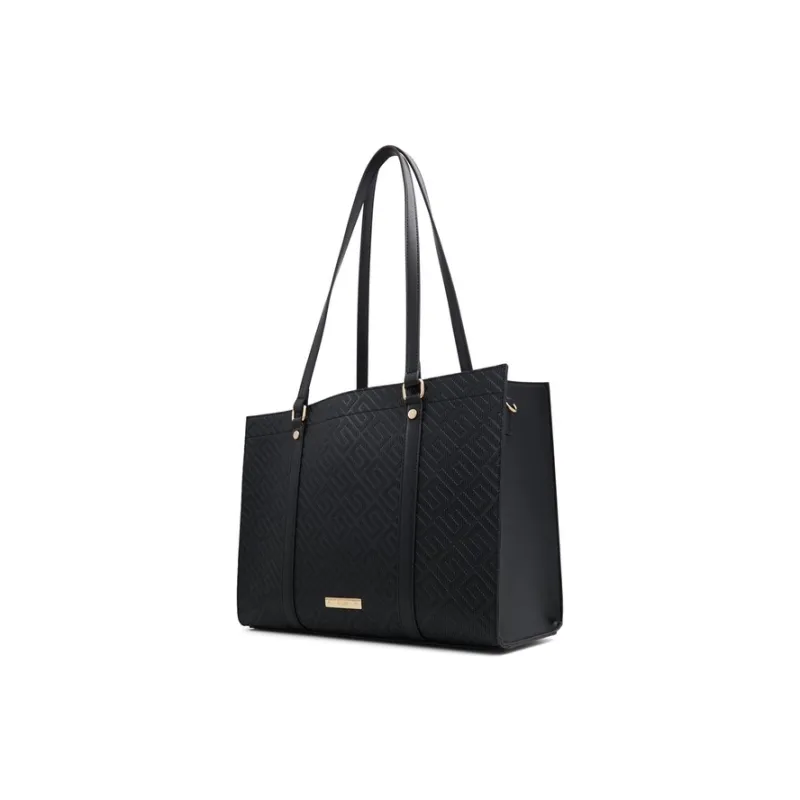 ALDO Artificial Leather Tote Bag, Shopping Bag, Shoulder Bag Medium Size Women's Black/Black White-1