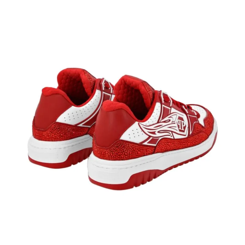 PHILIPP PLEIN Hexagon Low-Top Skateboard Shoes Men's Red-4